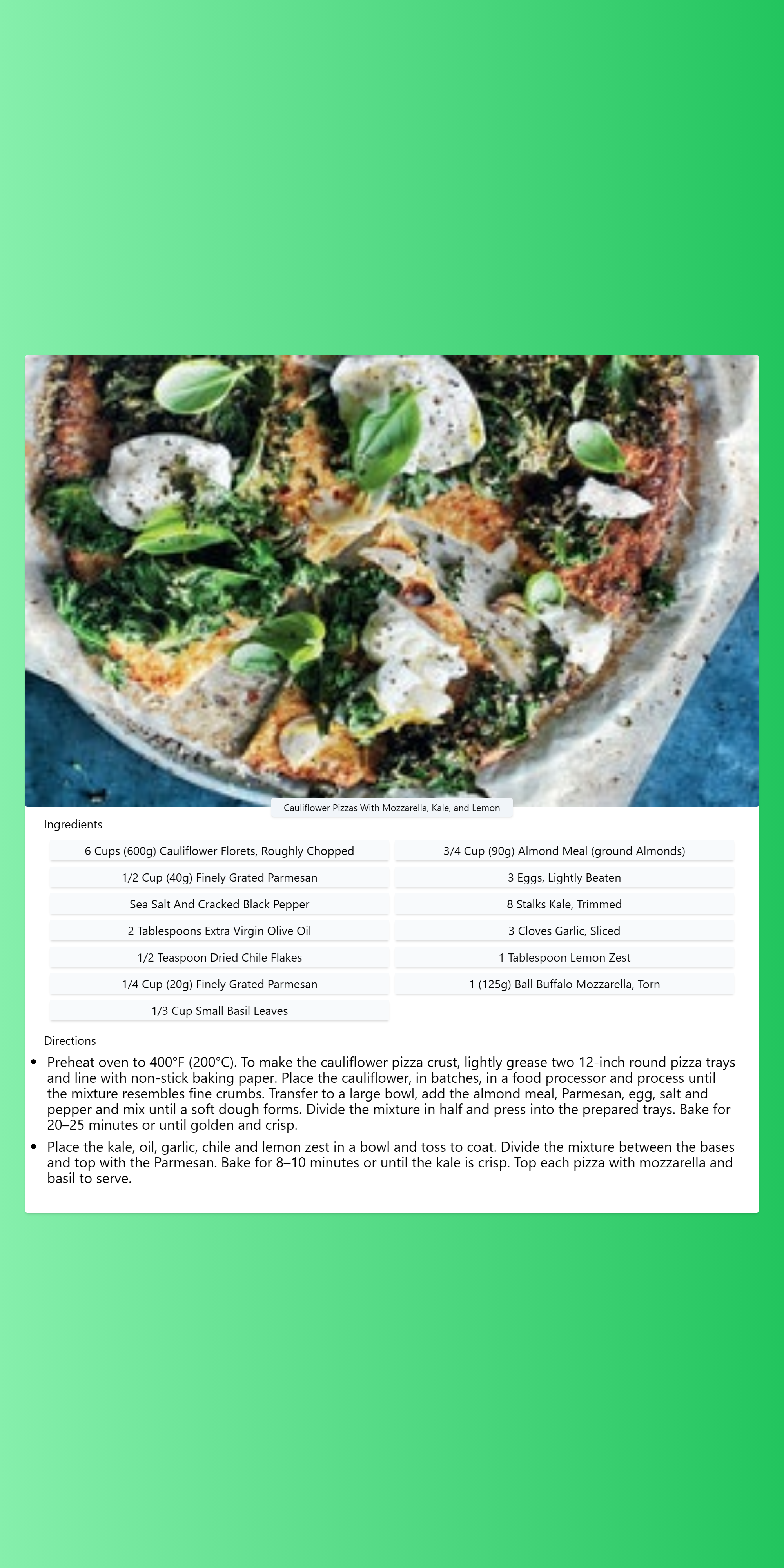 
Cauliflower-Pizzas-With-Mozzarella-Kale-and-Lemon