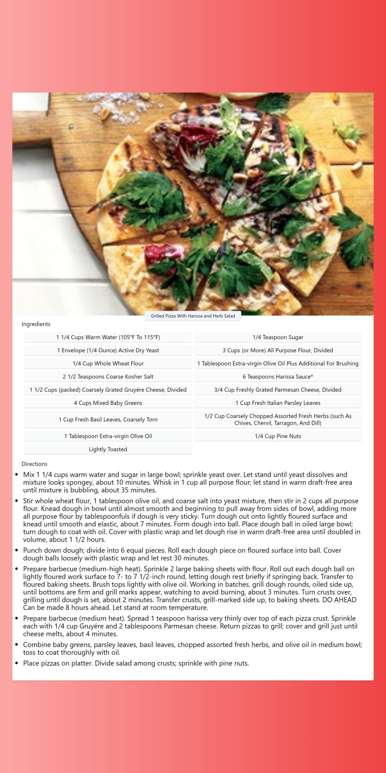 Grilled Pizza With Harissa and Herb Salad