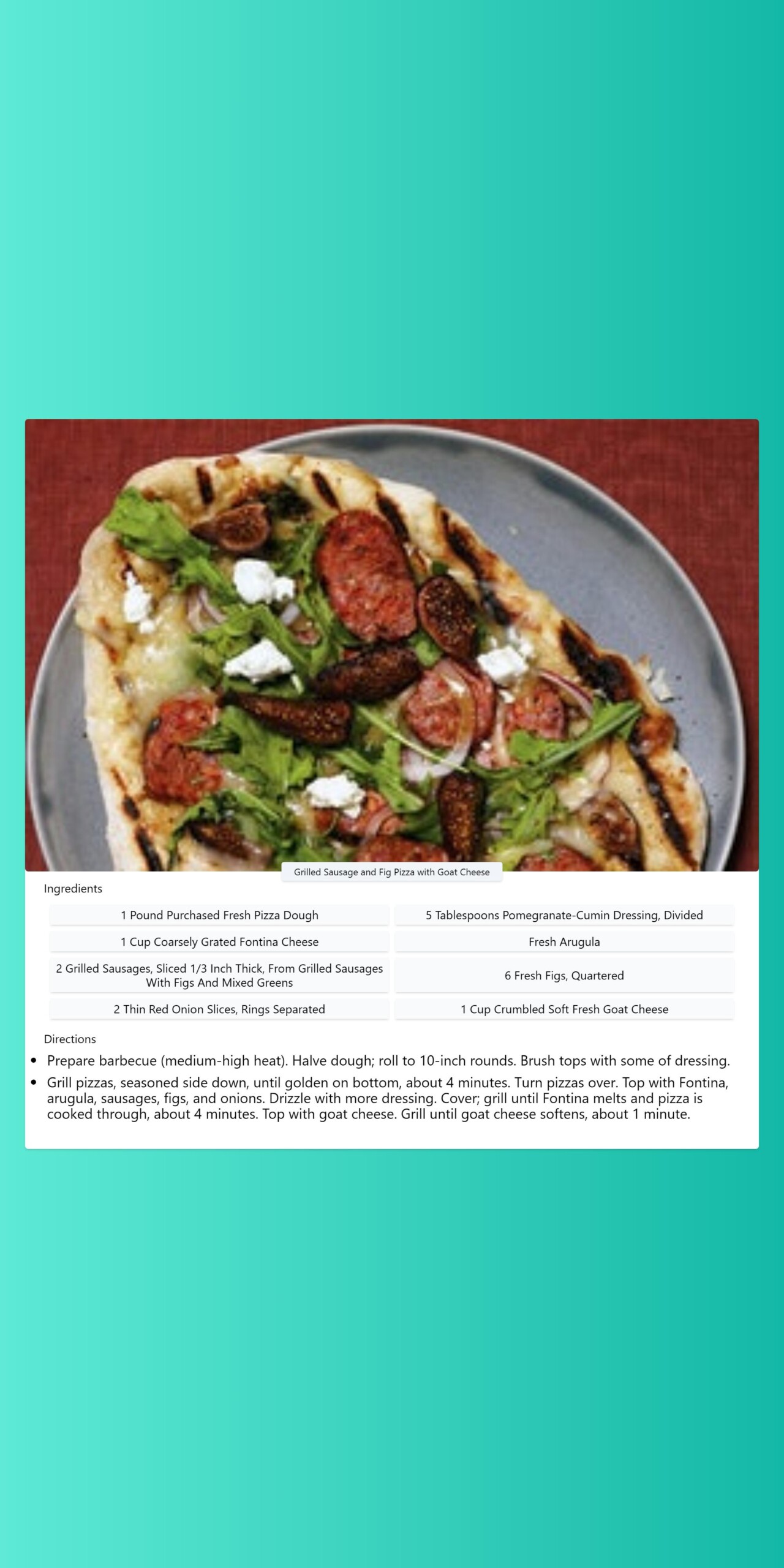 Grilled Sausage and Fig Pizza with Goat Cheese