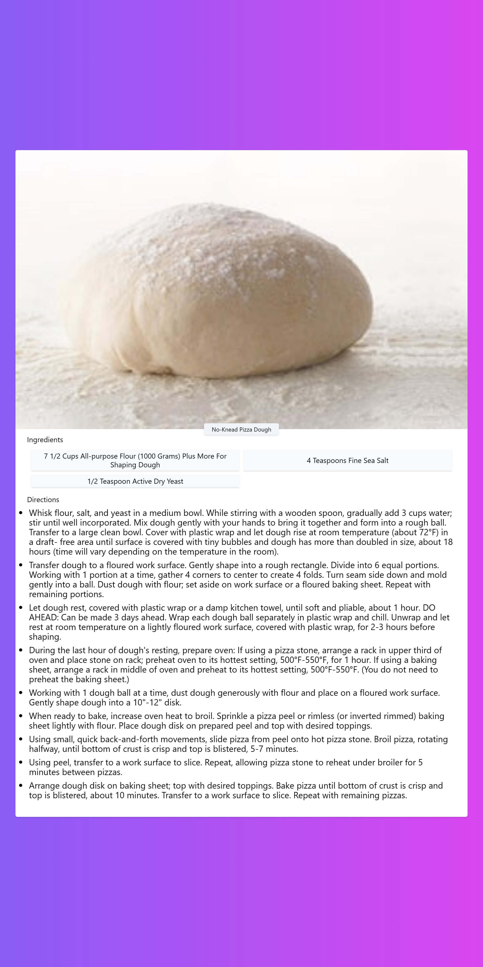 No-Knead Pizza Dough