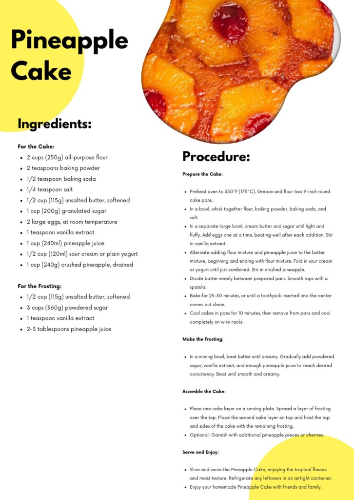 Pineapple Cake General Recipe Card