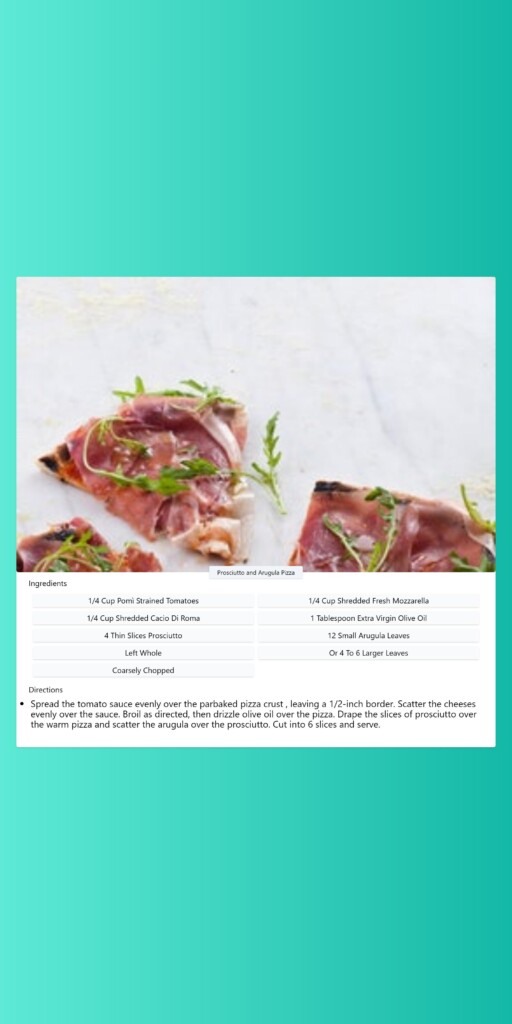 Prosciutto and Arugula Pizza