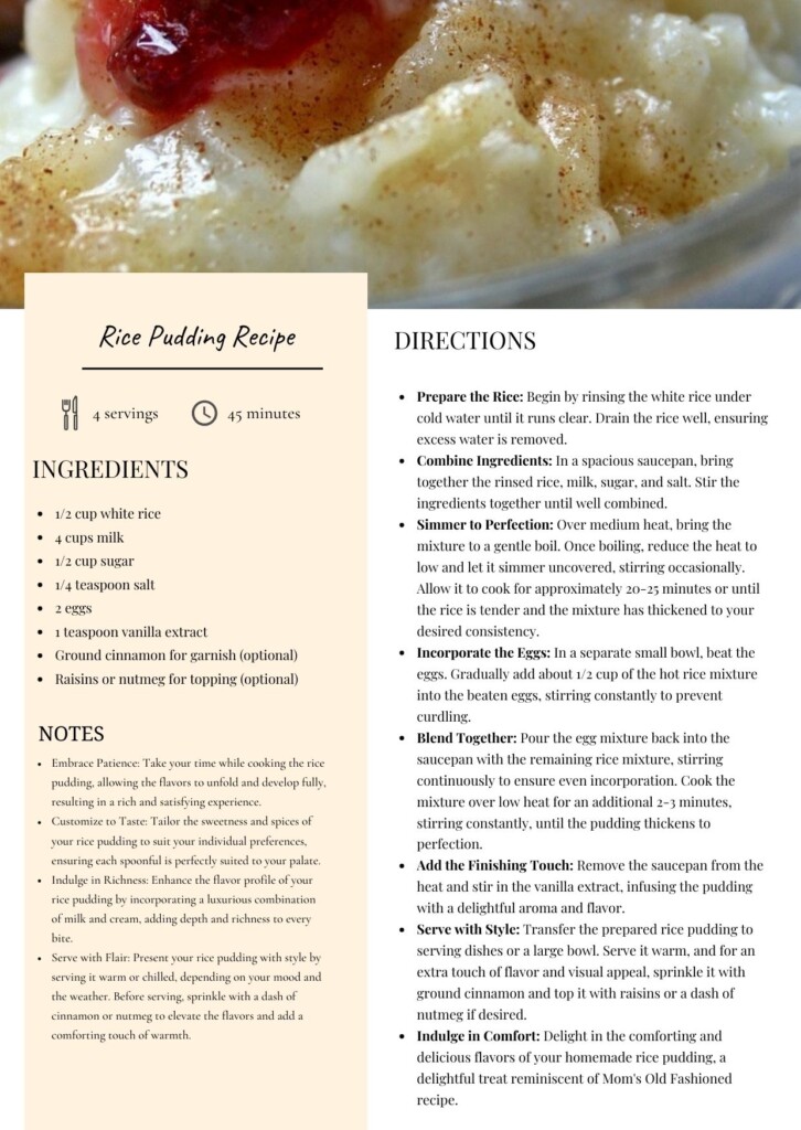 Rice pudding Recipe