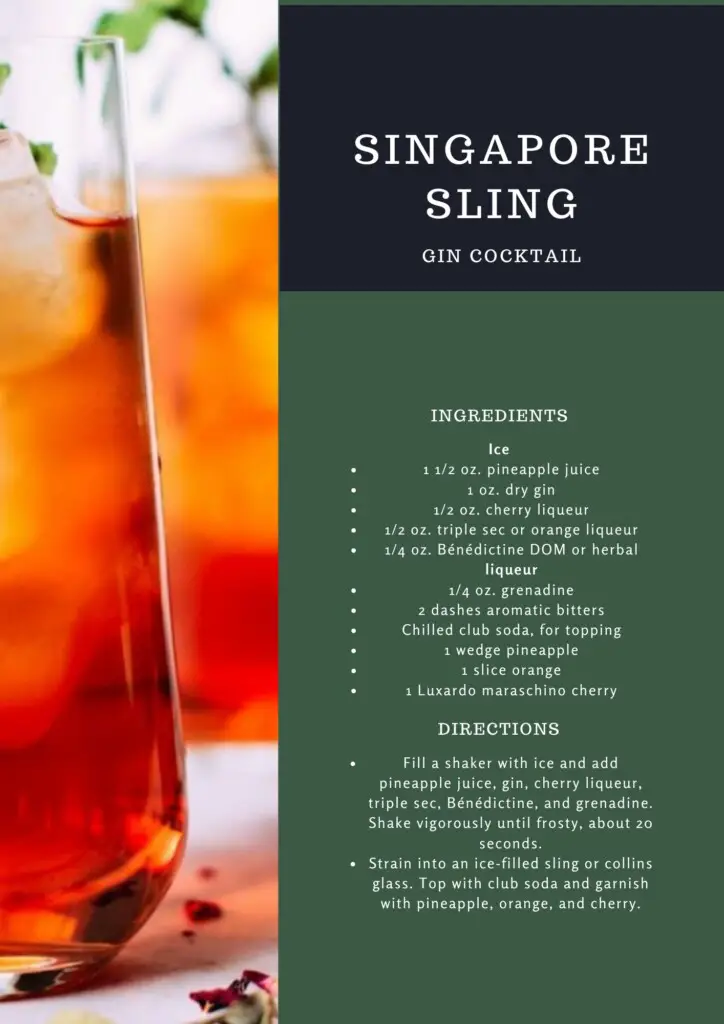 Singapore Sling Gin Cocktail Recipe