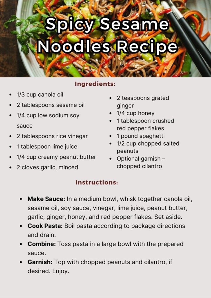 Spicy Sesame Noodles Recipe