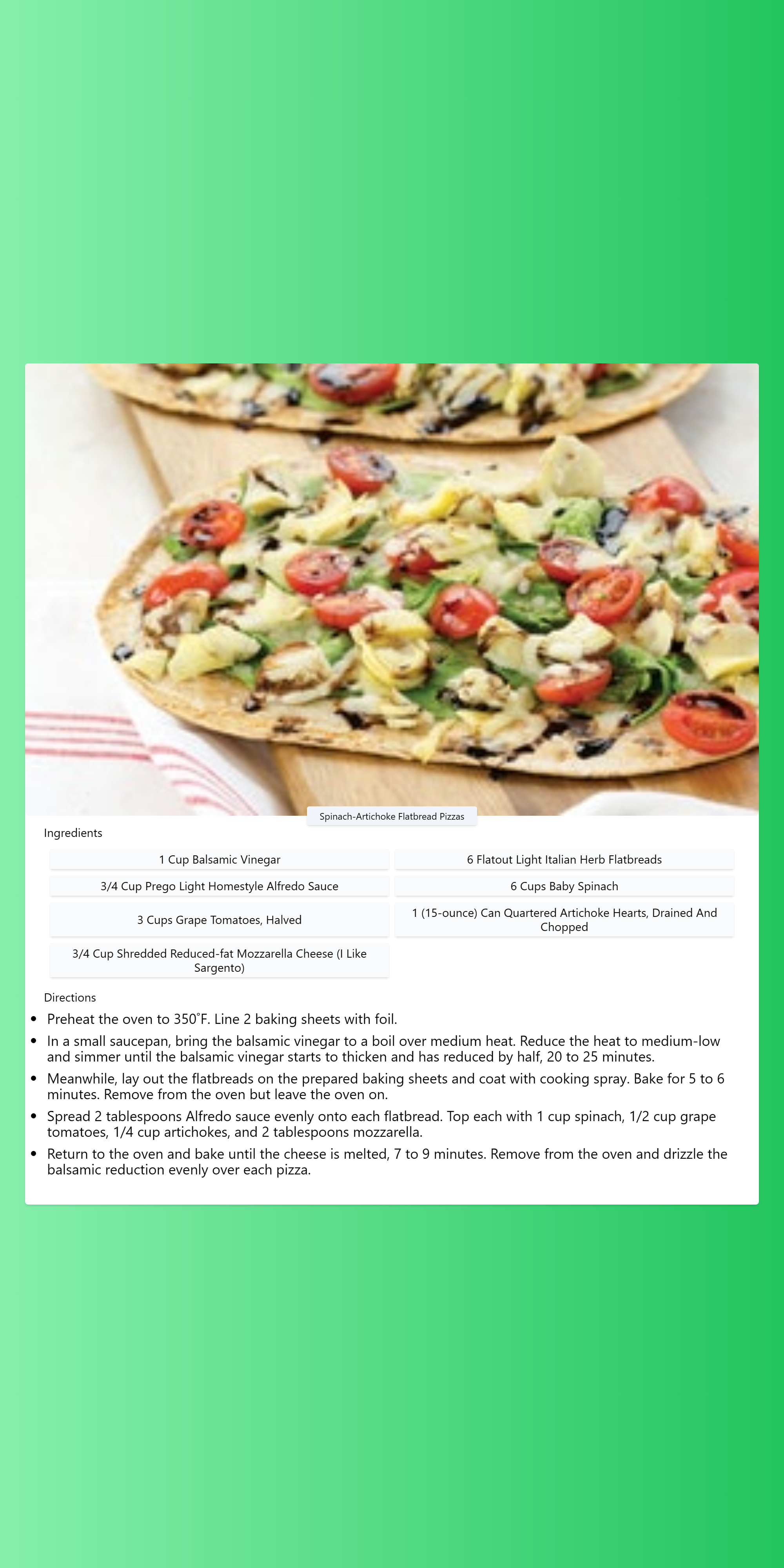 Spinach-Artichoke Flatbread Pizzas