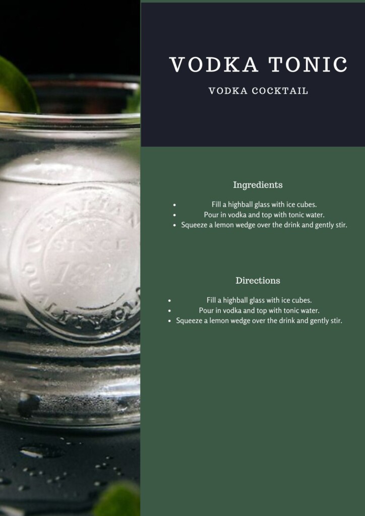 Vodka Tonic Alcohol Cocktail Recipe